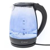 Чайник прозрачный электрический KIWI KK-3328, черный, стеклянный с синей подсветкой, 1.7 л