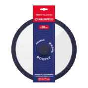 Крышка стеклянная MAUNFELD TRINITY MGL28SMBK с силиконовым ободком и ручкой, 28 см