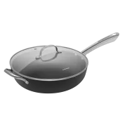 Глубокая сковорода MAUNFELD HOWARD MDP30LCL15 из облегченного чугуна со стеклянной крышкой, 30 см