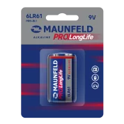 Батарейки MAUNFELD PRO Long Life Alkaline 9V(6LR61) MB9-BL1, блистер 1 шт.
