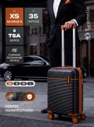  Чемодан на колесах XS, полипропилен, съемные колеса, TSA замок, черный