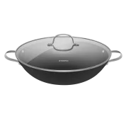 Сковорода-вок MAUNFELD HOWARD MWP32LCL15 из облегченного чугуна со стеклянной крышкой, 32 см