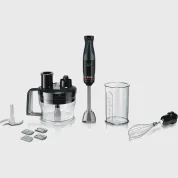 Блендер Bosch MSM4B670 погружной, 1000 Вт, 12 скоростей, черный, с измельчителем, венчиком и вакуумным насосом