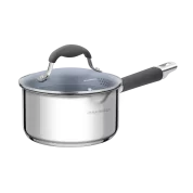 Ковш MAUNFELD LAURA МSP16S08GR из нержавеющей стали со стеклянной крышкой, 16 см, 1,6 л.