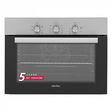 Электрический духовой шкаф Simfer B5EH15016, с компактной высотой 45 см, 5 режимов приготовления, конвекция, таймер.