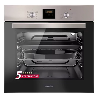 Электрический духовой шкаф Simfer B6EM58016, 60см, 7 режимов приготовления, гриль, конвекция, таймер.