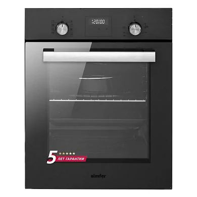Электрический духовой шкаф Simfer B4EG59070 (9 режимов работы, гриль, таймер, турбо-конвекция, серое стекло)