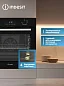 Электрический духовой шкаф Indesit, 6 режимов, гриль, конвекция, таймер, дисплей, очистка паром, метал. направляющие