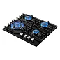 Газовая варочная панель GRESSEL U60H41S011 60 см, закаленное стекло, WOK-конфорка, автоматический розжиг, газ-контроль, чугунные решетки