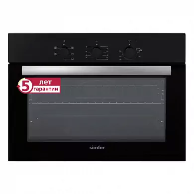 Электрический духовой шкаф Simfer B5EB15001, с компактной высотой 45см, 5 режимов приготовления, конвекция, таймер.