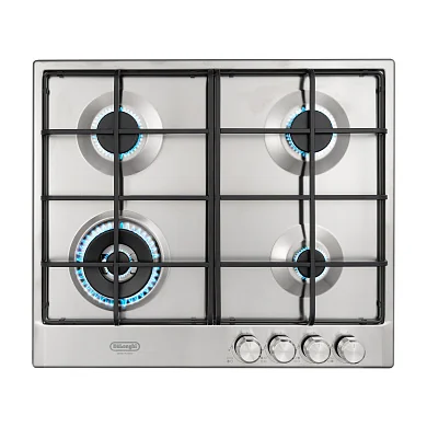 Газовая варочная панель DeLonghi, SLF 460 LX RUS, 60 см, автоматический розжиг, газ-контроль, нержавеющая сталь