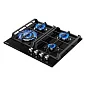 Газовая варочная панель GRESSEL U60H41S001 60 см, закаленное стекло, WOK-конфорка, автоматический розжиг, газ-контроль, чугунные решетки