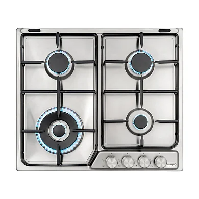 Газовая варочная панель DeLonghi, DFI 46 ASDV RUS, 60 см, автоматический розжиг, газ-контроль, нержавеющая сталь