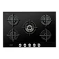 Газовая варочная панель DeLonghi, NSL 575 NC RUS, 75 см, 5 конфорок, автоматический розжиг, газ-контроль, черное стекло
