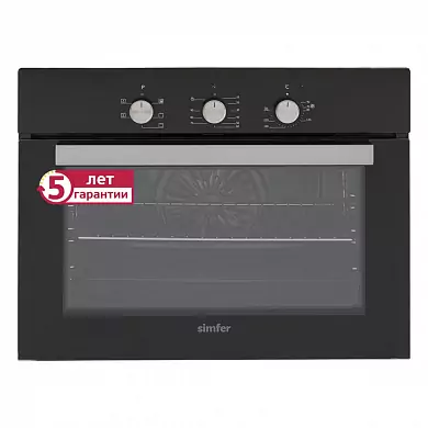 Электрический духовой шкаф Simfer B5EB15016, с компактной высотой 45см, 5 режимов приготовления, конвекция, таймер.