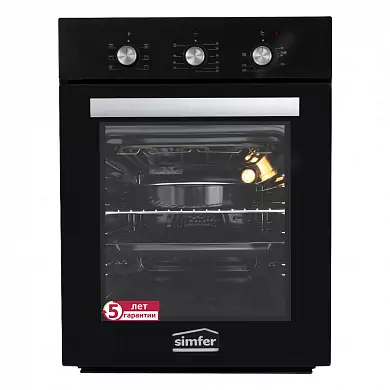 Электрический духовой шкаф Simfer B4ES18011, 45см, 6 режимов приготовления, конвекция, гриль, таймер.