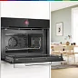Духовой шкаф с функцией СВЧ Bosch CMG7241B1, компактный, сенсорный дисплей, доводчик двери, 3 стекла, конвекция, 45 л