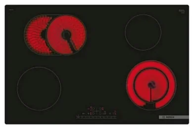 Варочная панель электрическая Bosch, 4 зоны нагрева, панель - стеклокерамика, 8300 Вт, черная