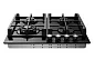 Газовая варочная панель GRESSEL U60H41S001 60 см, закаленное стекло, WOK-конфорка, автоматический розжиг, газ-контроль, чугунные решетки