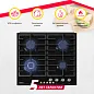 Газовая варочная поверхность Simfer H60H41S570 (газ-контроль, WOK конфорка, чугунные решетки, черное стекло)