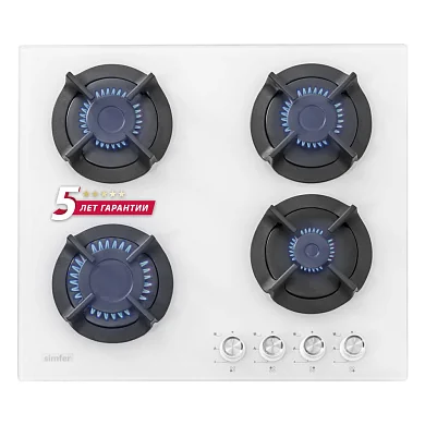 Газовая варочная панель Simfer H60N40W416, чугунные решетки, автоподжиг