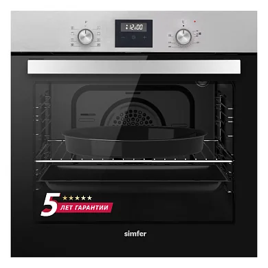 Электрический духовой шкаф Simfer B6EM59070 (9 режимов работы, 3D-конвекция, гриль, таймер, серый)