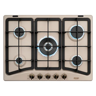 Газовая варочная панель DeLonghi, OWF 57 PRO RUS, 68 см, автоматический розжиг, газ-контроль, бежевая эмаль