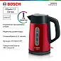 Чайник Bosch TWK4P434, 1.7 л, красный, нержавеющая сталь, мощность 2400 Вт, автоматическое отключение