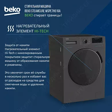 Стиральная машина Beko SteamCure WSPE7H616A