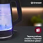 Электрический чайник Gressel GRK-1116, 1.7л, 2200Вт, защита от перегрева, контроллер Strix, подсветка, сетчатый фильтр, термостойкое стекло, черный
