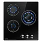 Газовая варочная панель GRESSEL RU45N35S77000 45 см, закаленное стекло, WOK-конфорка, автоматический розжиг, газ-контроль, чугунные решетки