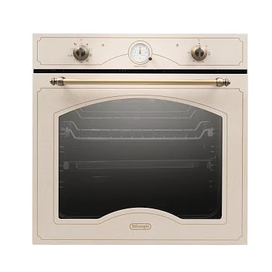Многофункциональный электрический духовой шкаф DeLonghi CM 9L OW RUS, 60 см, бежевый, ретро, 9 режимов работы, Booster