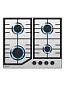 Газовая варочная панель Gressel U60V40M088, 60 см, нержавеющая сталь, 4 конфорки, автоподжиг, чугунные решётки