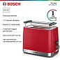 Тостер Bosch TAT4M224, красный, функция автоматического центрирования, съемный поддон для крошек
