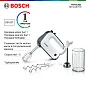 Ручной смеситель Bosch Styline MFQ49700, 5 уровней, 2 венчика из нержавеющей стали и крюка для теста, спиральный кабель, стержень для смешивания из нержавеющей стали, 850 Вт, белый/темно-серебристый