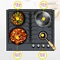 Газовая варочная поверхность Simfer H60H41G570 (газ-контроль, WOK конфорка, чугунные решетки, серое стекло)
