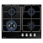 Газовая варочная панель GRESSEL U60H41S001 60 см, закаленное стекло, WOK-конфорка, автоматический розжиг, газ-контроль, чугунные решетки