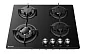 Газовая варочная панель GRESSEL RU60N41S77000 60 см, закаленное стекло, WOK-конфорка, автоматический розжиг, газ-контроль, чугунные решетки