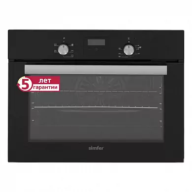 Электрический духовой шкаф Simfer B5EB55016, с компактной высотой 45см, 5 режимов приготовления, конвекция, таймер.